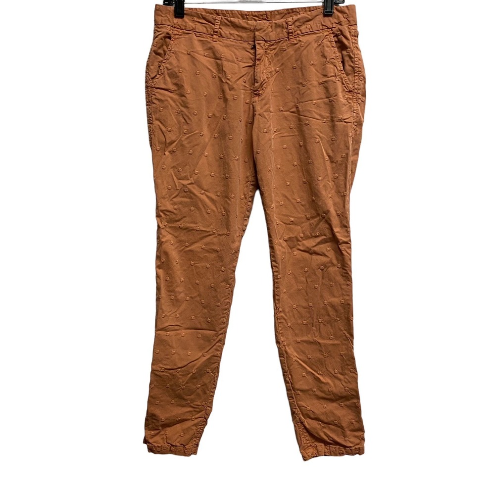 Sundance‎ Pants 6 Orange Floral Applique Accents Skinny Mid Rise Cotton Stretch